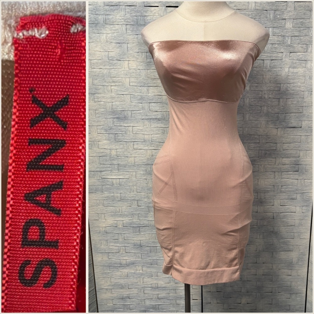 Spanx‎  XL Slimmer & Shine Strapless Full Body Slip Shapewear Rose Gold